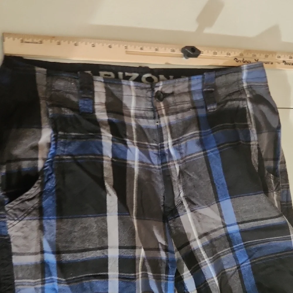 Arizona Jean Company Shorts Blue Black Plaid Size 34